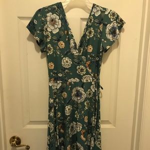 Teal Floral Dress Faux Wrap Stitchfix Kaileigh XS